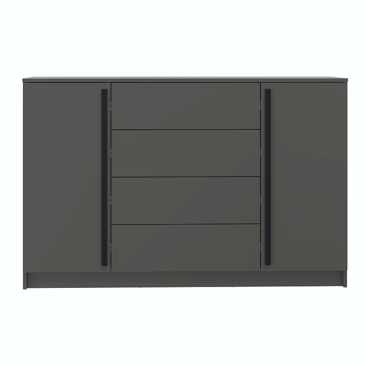 Комод 67.11 Брандо ЛДСП New диамант серый/ДВПО белый/фасады ЛДСП диамант серый