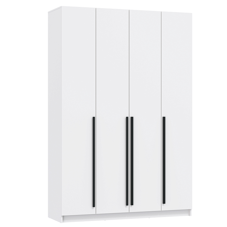 Шкаф для одежды 67.13 Брандо (4-х дв.) (h2400) ЛДСП New белый/ДВПО белый/фасад ЛДСП белый