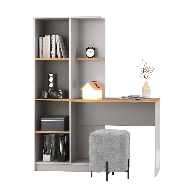 Стол письменный 89.15-01 Прайм (с полками правый) кашемир/дуб золотой