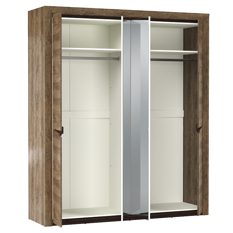 Шкаф для одежды 33.01 Лючия (4-х дв.) кейптаун/венге/белый/ДВПО белый/зеркало