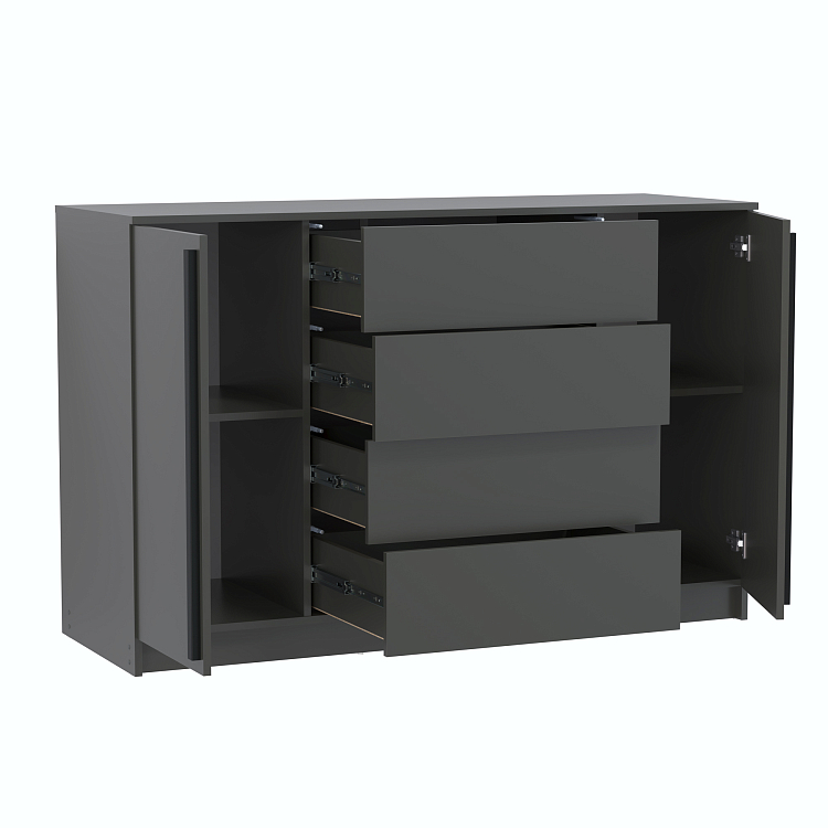 Комод 67.11 Брандо ЛДСП New диамант серый/ДВПО белый/фасады ЛДСП диамант серый