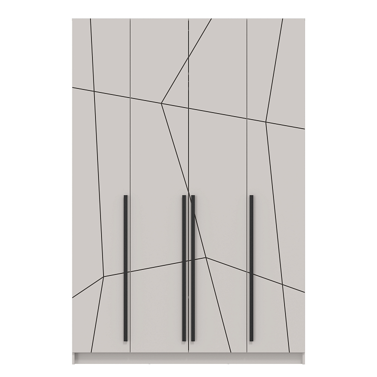 Шкаф для одежды 67.13 Брандо (4-х дв.) (h2400) МДФ New (Геометрия) кашемир/ДВПО белый/фасад МДФ геометрия ПВХ кашемир