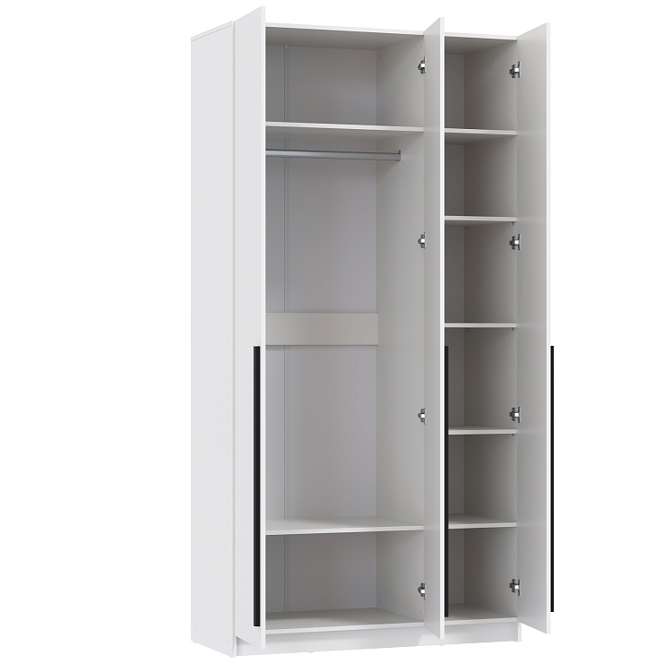 Шкаф для одежды 67.12 Брандо (3-х дв.) (h2400) ЛДСП New белый/ДВПО белый/фасад ЛДСП белый