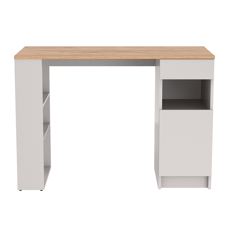 Стол письменный 89.10 Прайм (с тумбой и полками) кашемир/дуб золотой/ДВПО серый камень