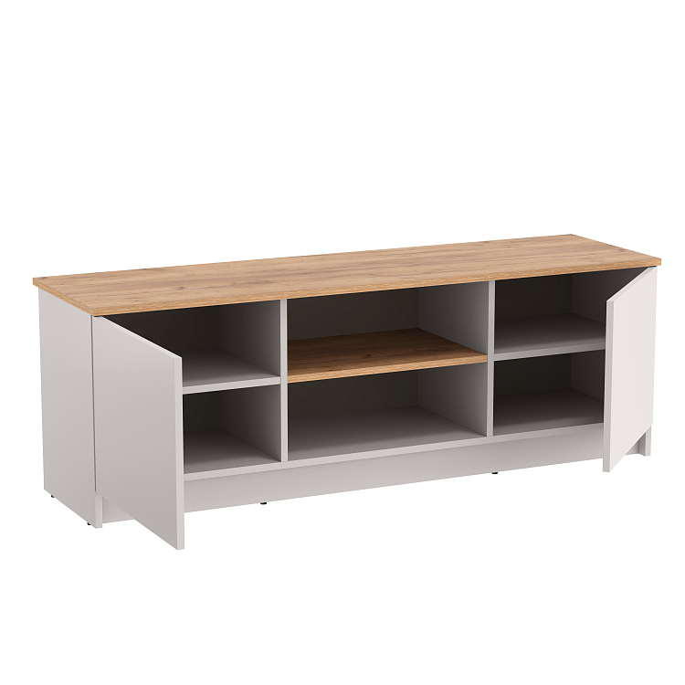 Тумба для ТВ 89.25 Прайм кашемир/дуб золотой/ДВПО серый камень