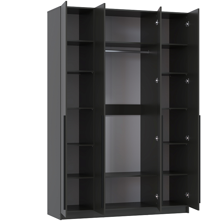 Шкаф для одежды 67.13 Брандо (4-х дв.) (h2400) ЛДСП New диамант серый/ДВПО белый/фасад ЛДСП диамант серый