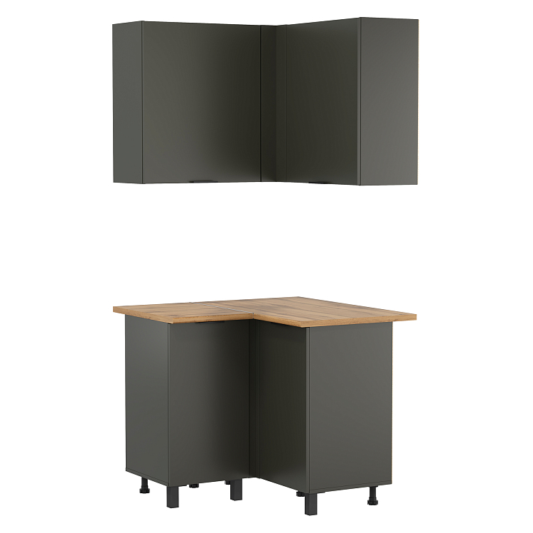 Шкаф угловой Венера  ЛДСП диамант серый/фасад ЛДСП диамант серый/столешница дуб вотан/ДВПО белый