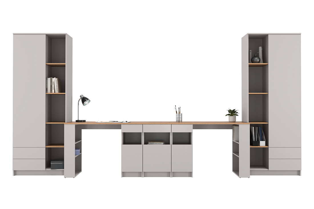 Шкаф комбинированный 89.02 Прайм левый кашемир/дуб золотой/ДВПО серый камень