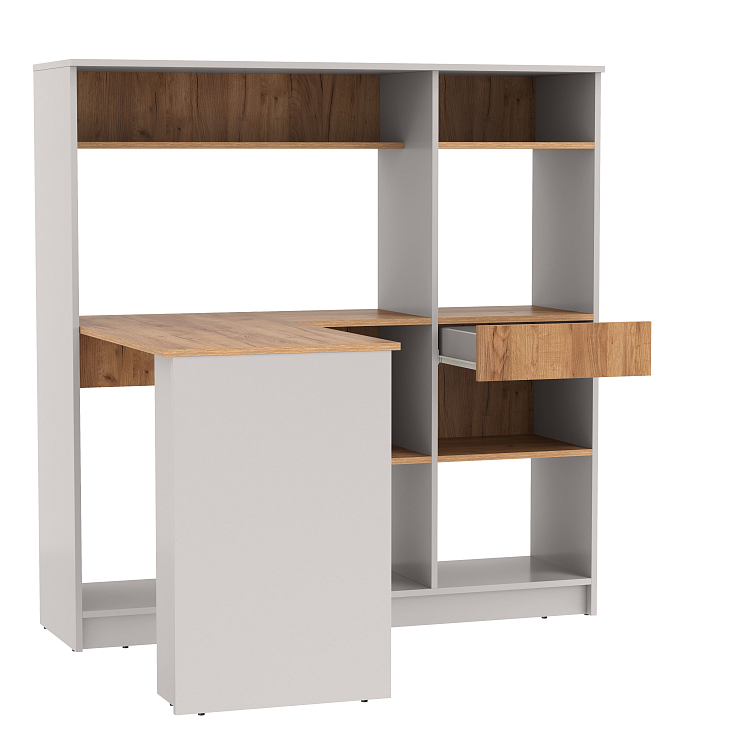 Стол письменный 89.11 Прайм угловой левый кашемир/дуб золотой/ДВПО серый камень