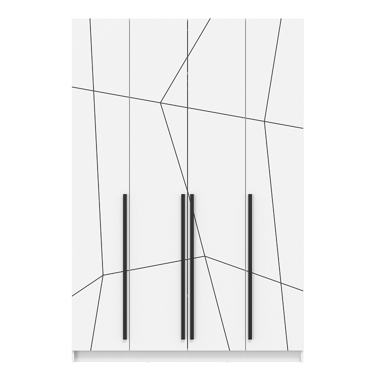 Шкаф для одежды 67.13 Брандо (4-х дв.) (h2400) МДФ New (Геометрия) белый/ДВПО белый/фасад МДФ геометрия ПВХ белый