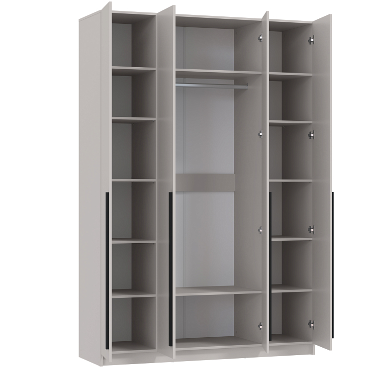 Шкаф для одежды 67.13 Брандо (4-х дв.) (h2400) ЛДСП New кашемир/ДВПО белый/фасад ЛДСП кашемир