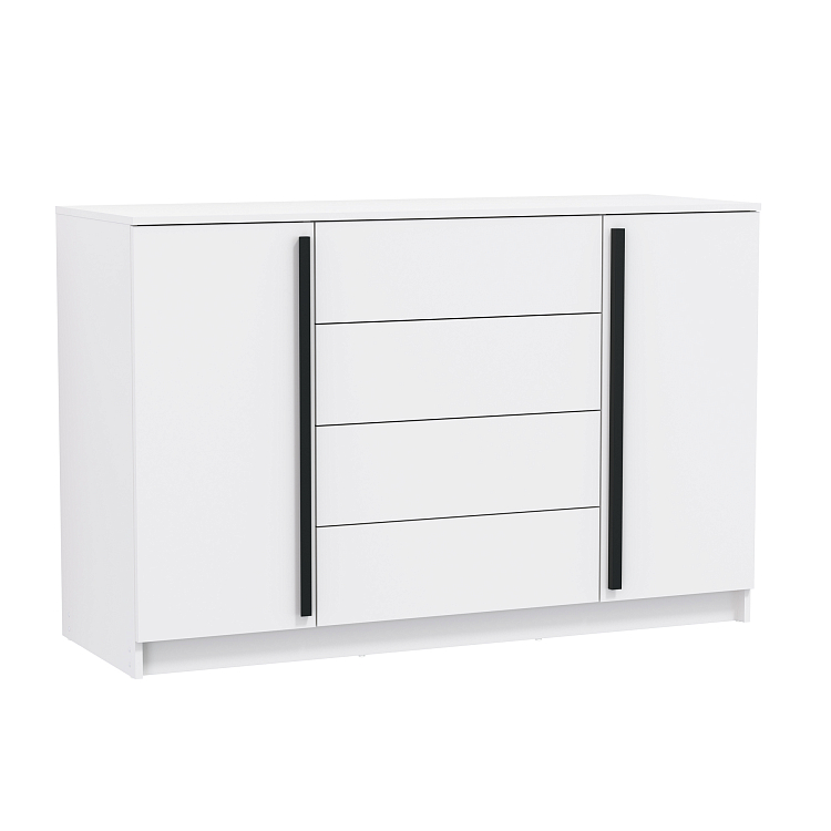 Комод 67.11 Брандо ЛДСП New белый/ДВПО белый/фасады ЛДСП белый