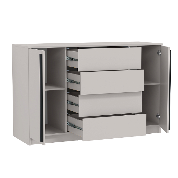 Комод 67.11 Брандо ЛДСП New кашемир/ДВПО белый/фасады ЛДСП кашемир