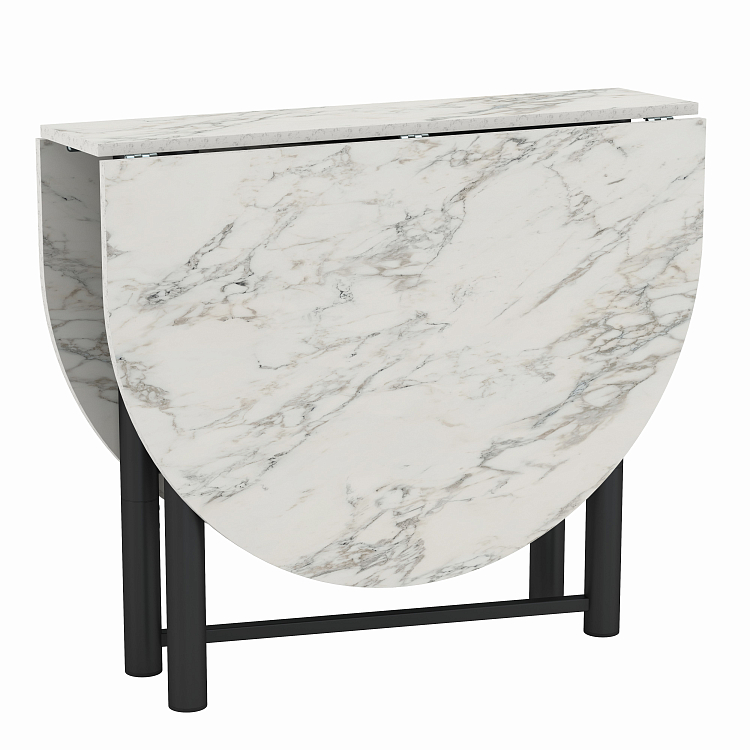 Стол 42.41 Октава раскладной мрамор белый/металл черный