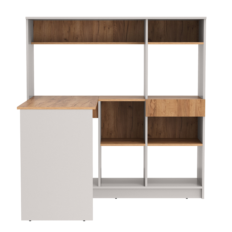 Стол письменный 89.11 Прайм угловой левый кашемир/дуб золотой/ДВПО серый камень