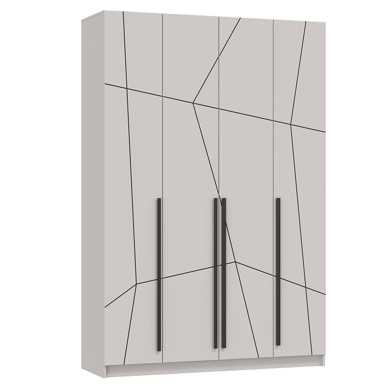 Шкаф для одежды 67.13 Брандо (4-х дв.) (h2400) МДФ New (Геометрия) кашемир/ДВПО белый/фасад МДФ геометрия ПВХ кашемир