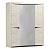 Шкаф для одежды 33.01 Лючия (4-х дв.) # (бетон пайн белый / венге / белый / ДВПО: белый / зеркало)