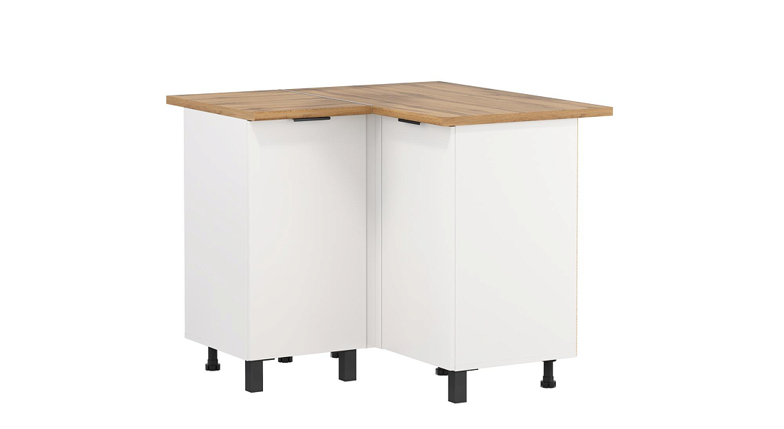 Шкаф угловой Венера  ЛДСП белый/фасад ЛДСП белый/столешница дуб вотан/ДВПО белый