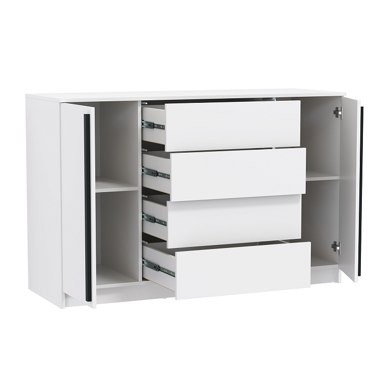 Комод 67.11 Брандо ЛДСП New белый/ДВПО белый/фасады ЛДСП белый