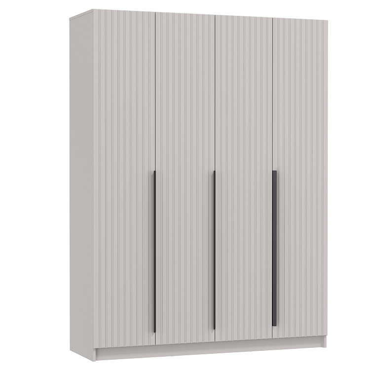 Шкаф для одежды 67.16 Брандо (4-х дв.) (h2150) МДФ New кашемир/ДВПО белый/фасад МДФ ПВХ кашемир/ручка l1000 металл черный