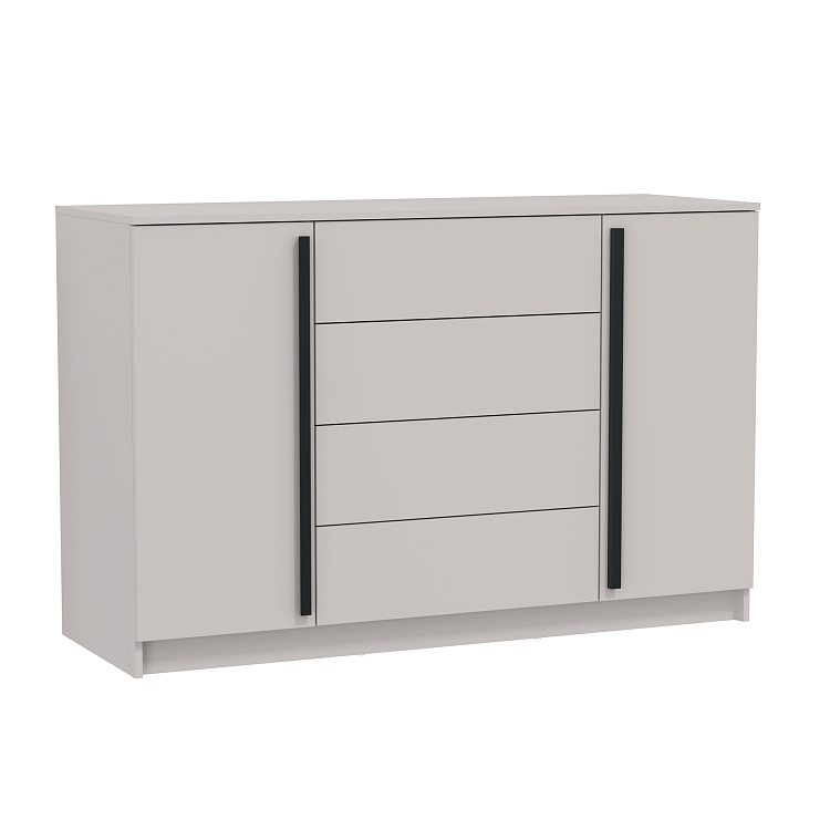 Комод 67.11 Брандо ЛДСП New кашемир/ДВПО белый/фасады ЛДСП кашемир